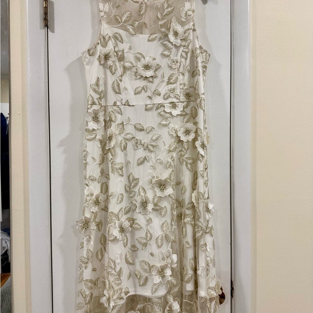 Adrianna Papell Cream Floral Midi Dress